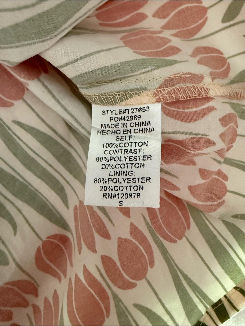 entro Floral Button-Up Blouse in Blush, Red and Green - Picture 6 of 6